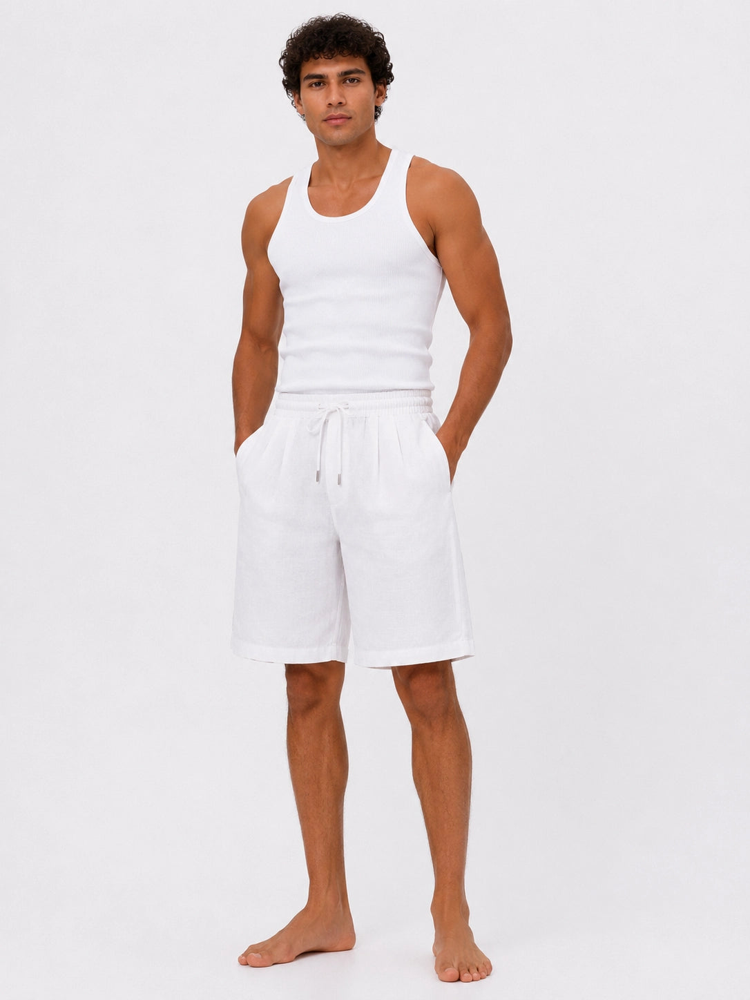 Pleated Linen Shorts