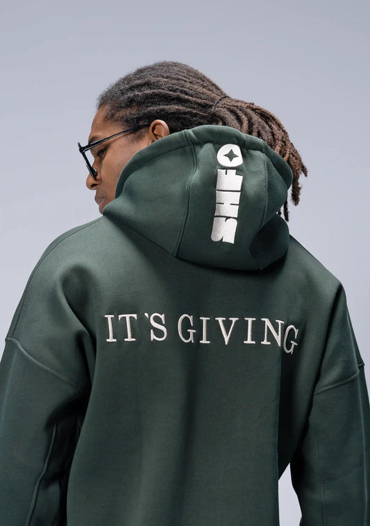 Dark Olive Hoodie — (IT’S GIVING)