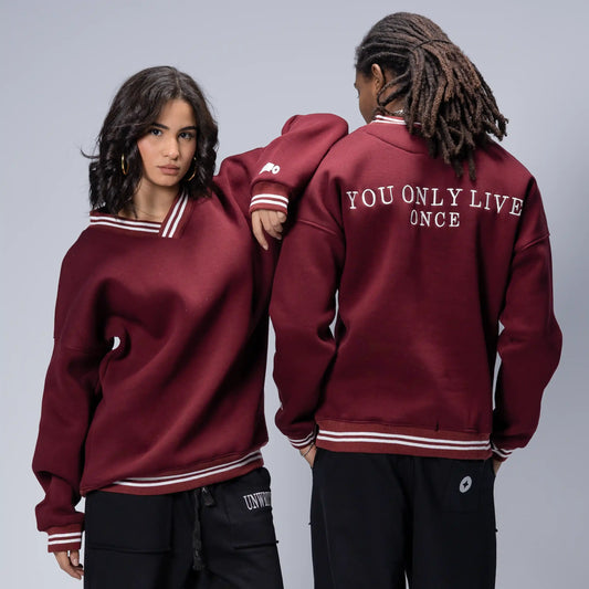 Burgundy Sweatshirt — (YOU ONLY LIVE ONCE)
