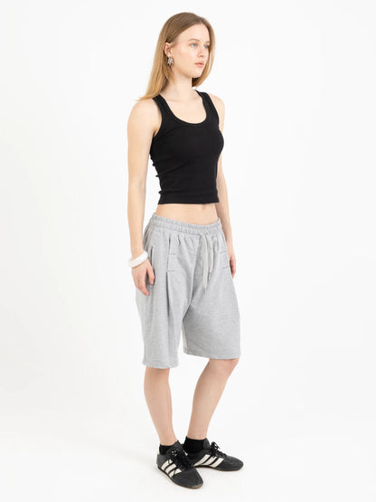Wide-Leg Pleated Shorts
