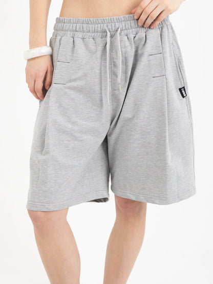 Wide-Leg Pleated Shorts