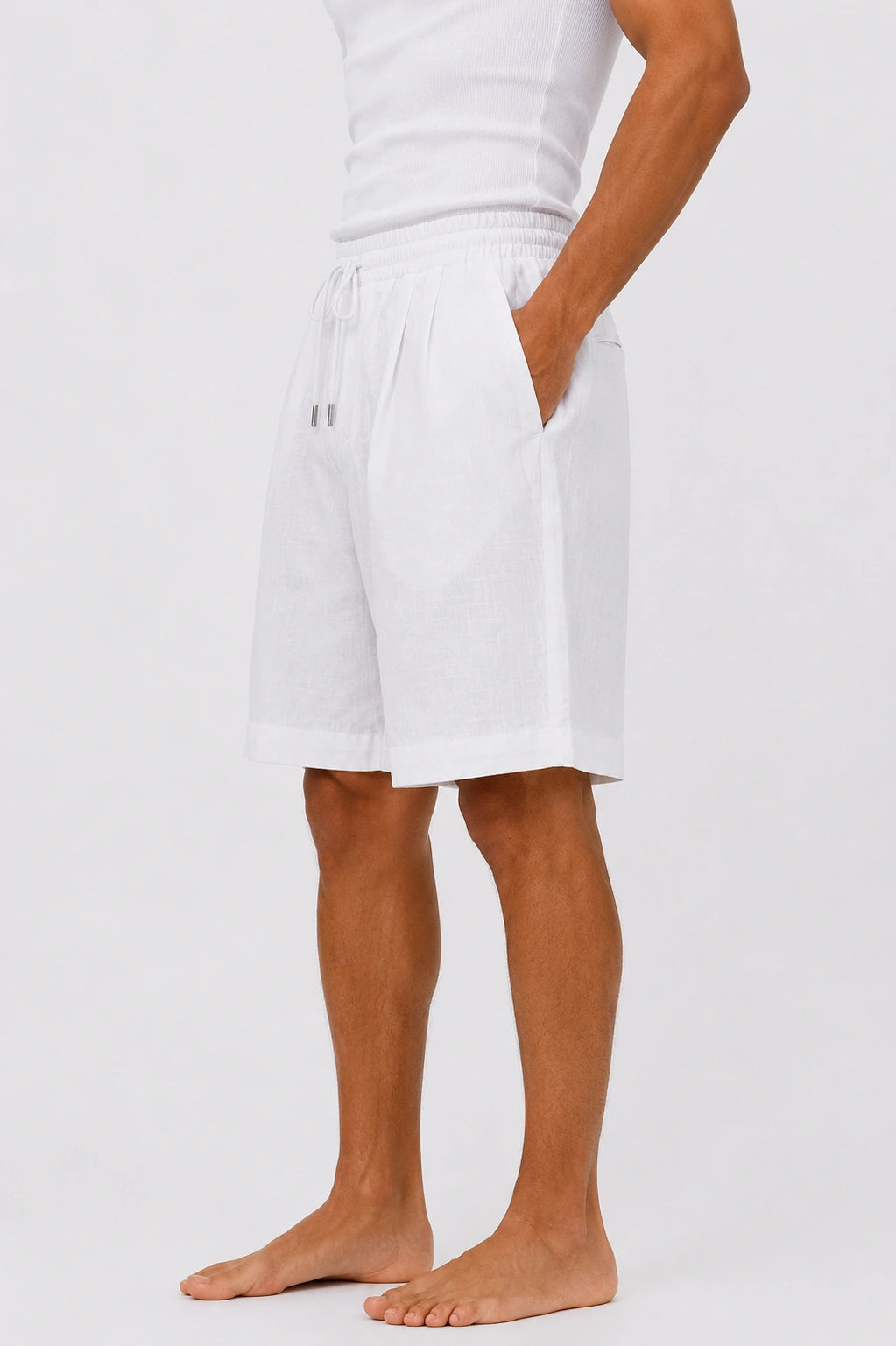 Pleated Linen Shorts