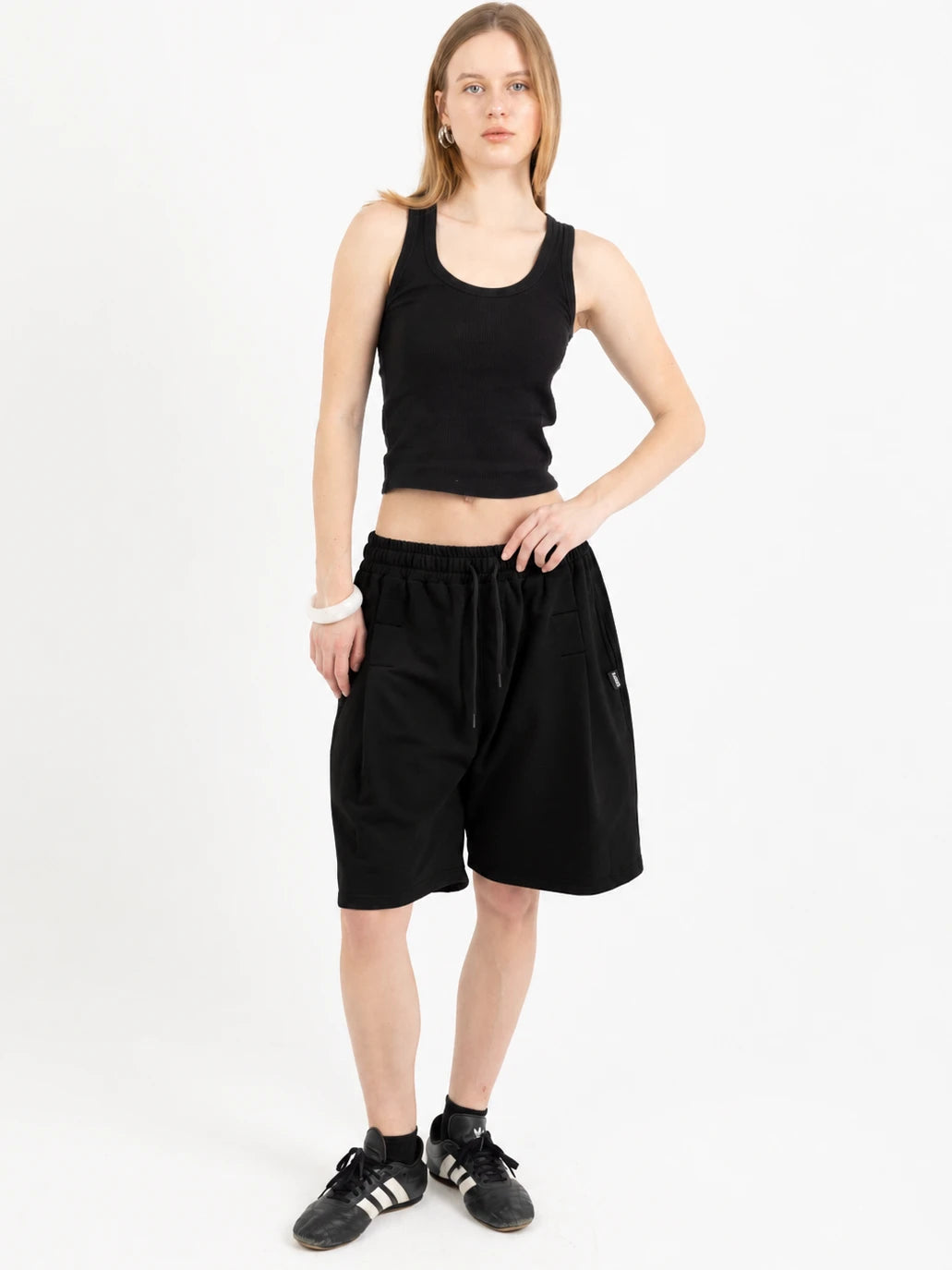 Wide-Leg Pleated Shorts