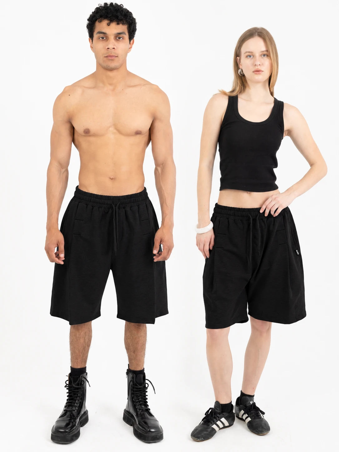 Wide-Leg Pleated Shorts